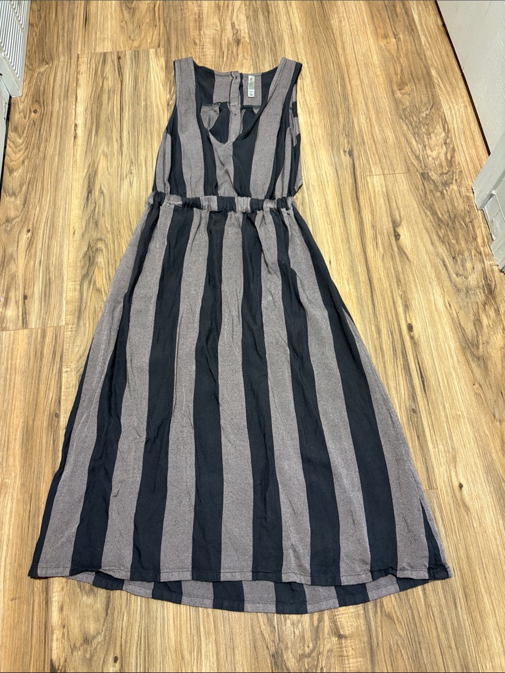 RVCA Black and Taupe Striped Midi Dress
